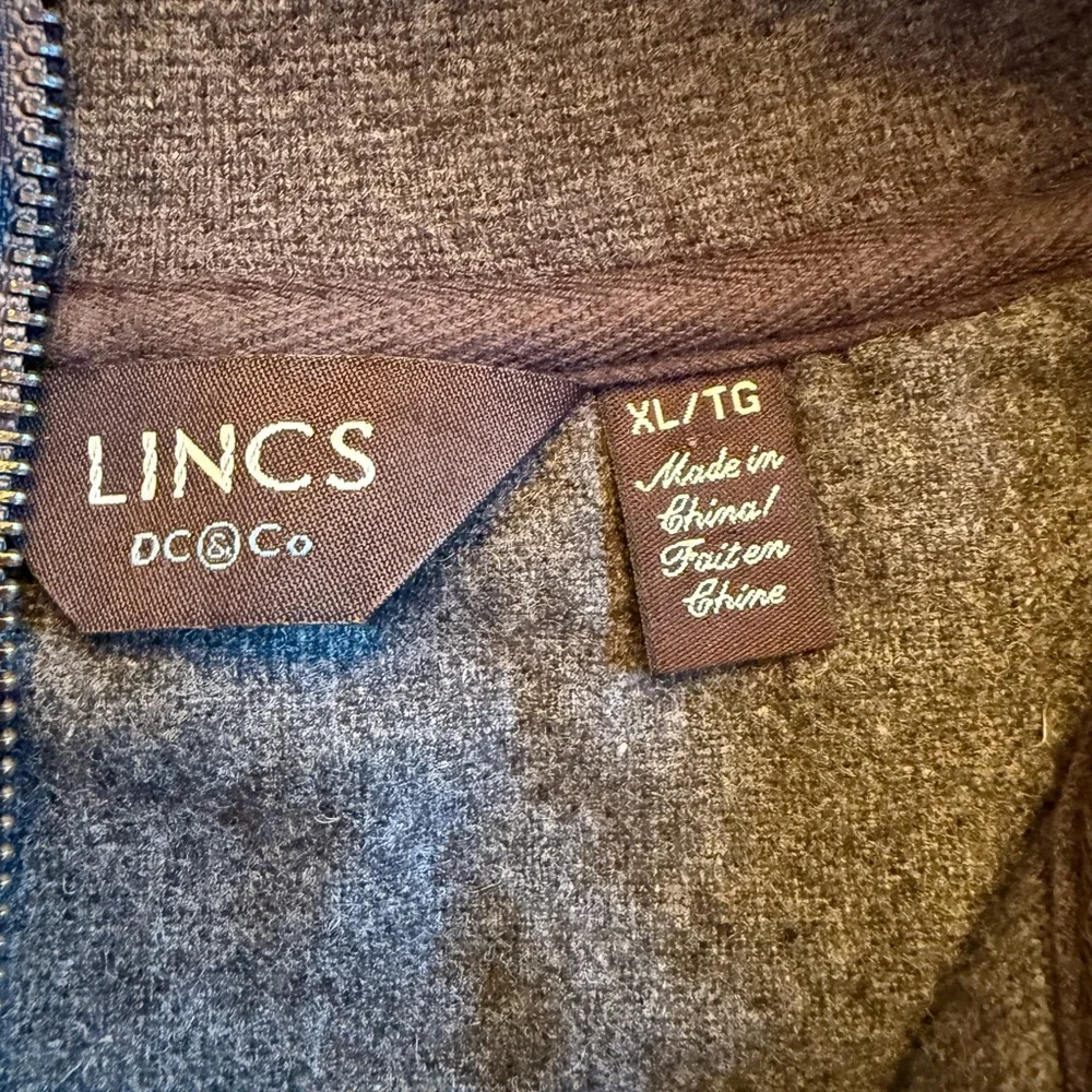 LINCS‎ DC & Co Men’s XL Gray Henley Quarter Zip Cozy Pullover